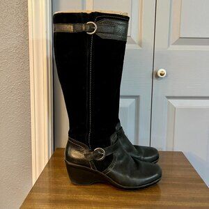 Clarks Black Leather & Suede Riding Boots sz 8.5
